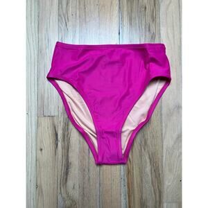 NWT J. Crew High Rise Full Coverage Pink Fuchsia Bikini Bottom Women's S BM426
